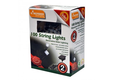 Kingfisher Decorative Solar String Lights x 100 (bright white LEDs)